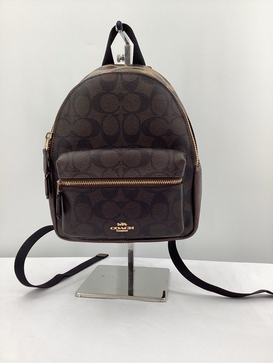 Coach Handbags - Coach Charlie Dark Mini Backpack Brown Signature Coated Canvaswith Gold Hardware